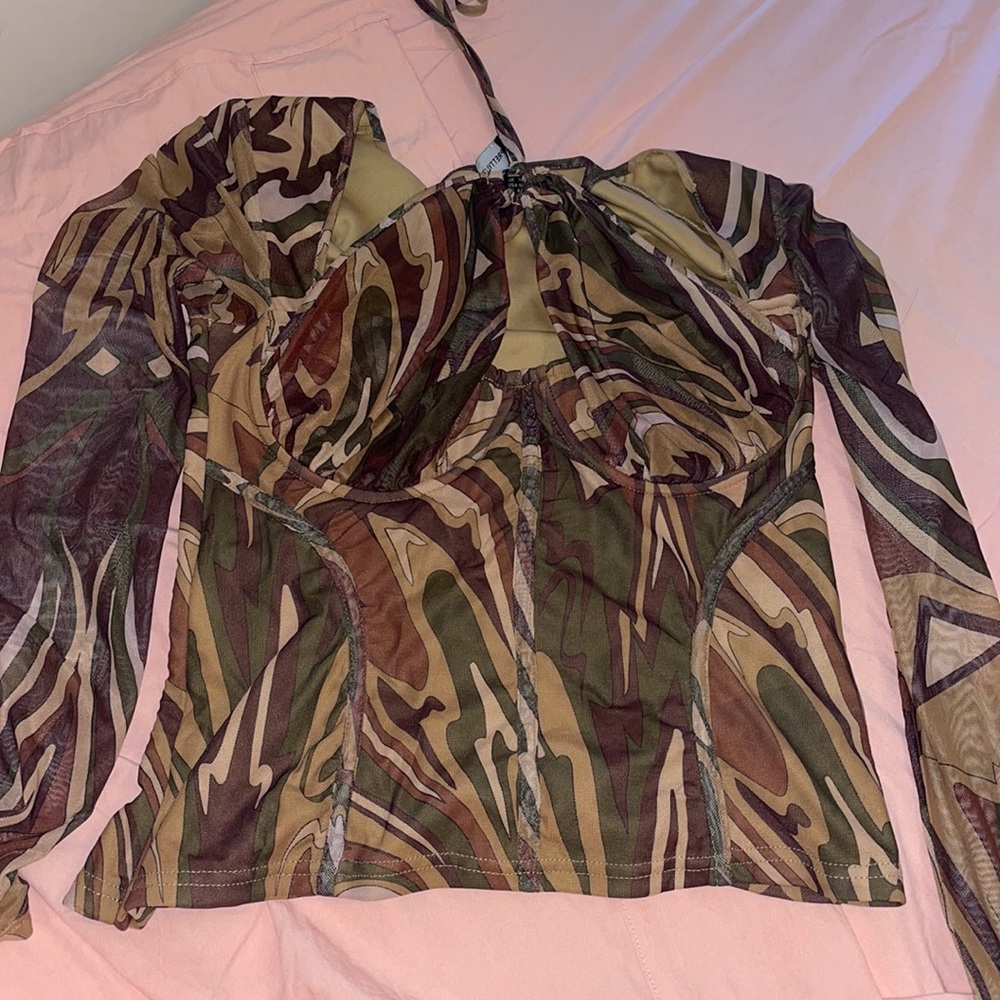 PLT Mesh Corset Tie Top